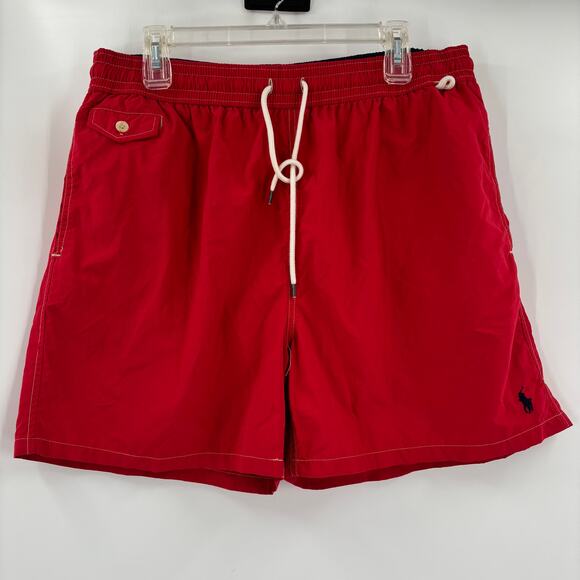 Polo Ralph Lauren 2XL Solid Red Stretch Waist Drawstings Swim Trunks - Picture 5 of 6